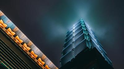 Skyscraper architecture bottom view 4k wallpaper