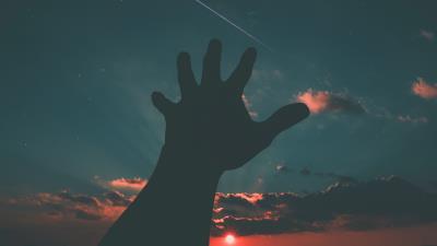 Starry sky hand night 4k wallpaper