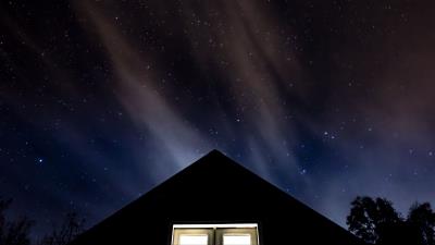 Starry sky roof night window 4k wallpaper