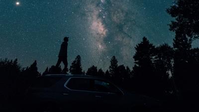 Starry sky silhouette milky way 4k wallpaper