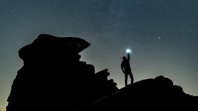 Starry sky silhouette spectral 4k wallpaper