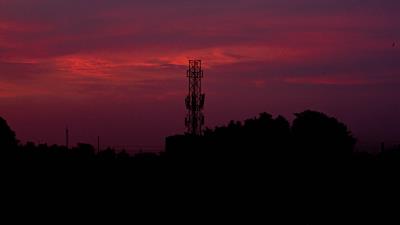 Sunset sky tower 4k wallpaper