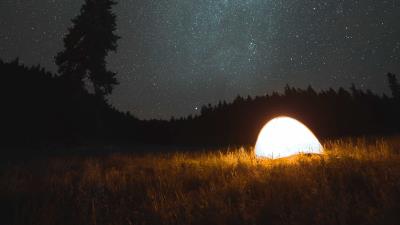 Tent camping night image 4k wallpaper