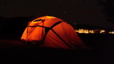 Tent camping night 4k wallpaper