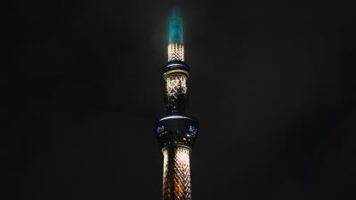 Tower building night image 4k wallpaper