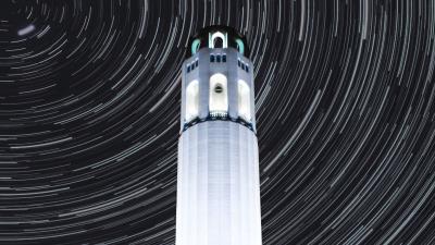 Tower building night 4k wallpaper