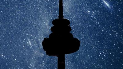 Tower building starry sky 4k wallpaper