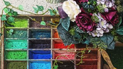 Paints pigments bouquet 4k wallpaper