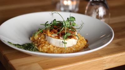 Risotto pumpkin goat cheese 4k wallpaper