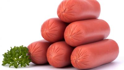 Sausages pyramid triangle white green 4k wallpaper