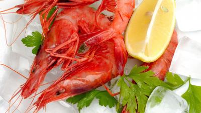 Shrimp lemon ready tasty 4k wallpaper