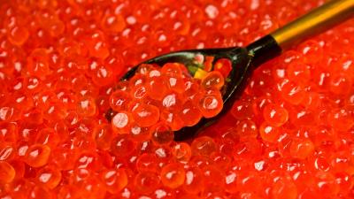 Spoon caviar red macro 4k wallpaper