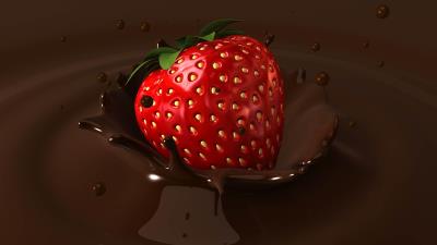 Strawberry chocolate dip spray drops 4k wallpaper
