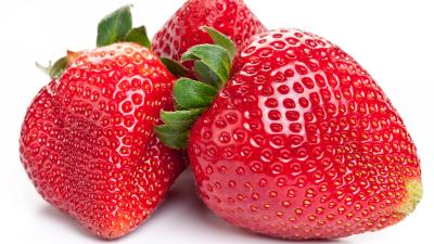 Strawberry close up white background 4k wallpaper