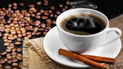 Table grains saucer cup coffee drink smoke cinnamon 4k wallpaper