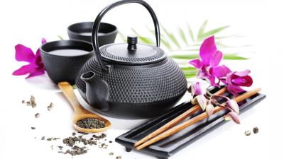 Tea china tea leaves white background 4k wallpaper
