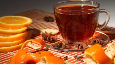 Tea cinnamon orange 4k wallpaper