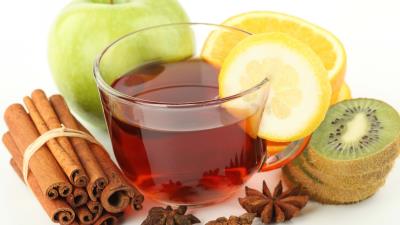 Tea fruit white background cinnamon 4k wallpaper