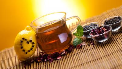 Tea lemon heart cup herbs spices 4k wallpaper