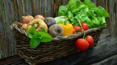 Vegetables basket beet radish parsley 4k wallpaper