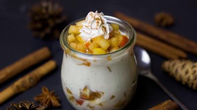 Yogurt cream fruit vanilla 4k wallpaper