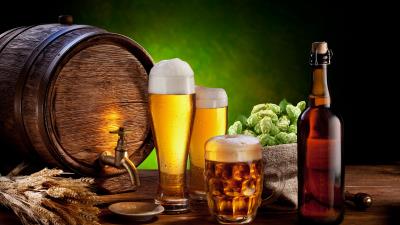 Beer barrel bottle hop malt house 4k wallpaper
