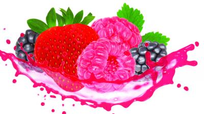 Berries juice splash white background blackberries strawberries raspberries 4k wallpaper