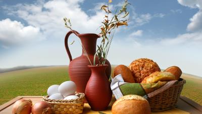 Bread milk eggs dinner 4k wallpaper