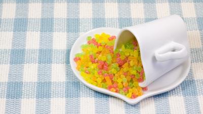 Candy jelly cup saucer table cloth 4k wallpaper