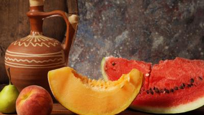 Cantaloupe watermelon apple pear 4k wallpaper