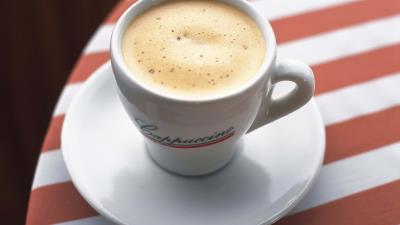 Cappuccino coffee cup table 4k wallpaper