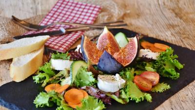 Cheese lettuce figs tomatoes vegetables 4k wallpaper