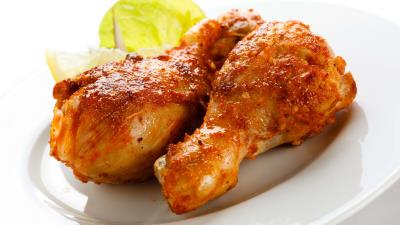 Chicken legs meat plate close up 4k wallpaper
