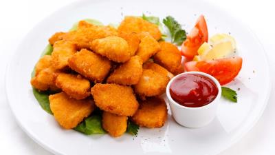 Chicken meat ketchup dish 4k wallpaper