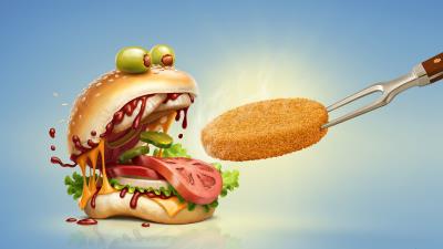 burger monster 4k wallpaper