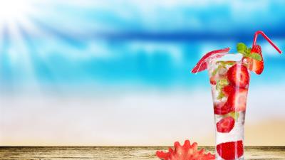 Cocktail strawberry tube glass 4k wallpaper