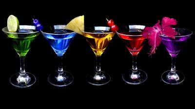 Cocktails number black background decoration 4k wallpaper