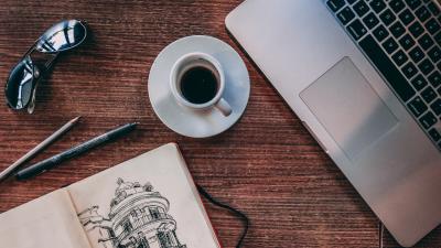 Coffee art sketch table 4k wallpaper