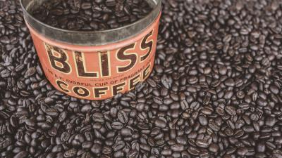Coffee beans bank inscription roasted 4k wallpaper