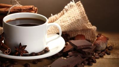 Coffee chocolate nuts bag 4k wallpaper