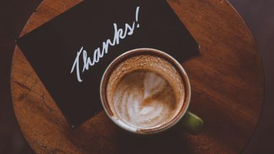 Coffee cup card text gratitude 4k wallpaper