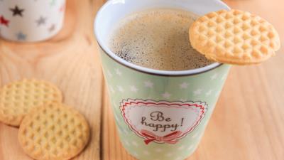 Coffee cup cookies 4k wallpaper