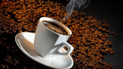 Coffee cup steam grain saucer 4k wallpaper