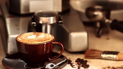 Coffee maker drink cup brush 4k wallpaper