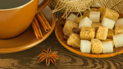 Crumbs sugar coffee cinnamon 4k wallpaper