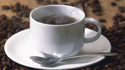 Cup spoon coffee grains 4k wallpaper