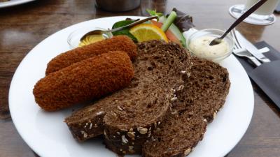 Cutlets bread oranges sauce 4k wallpaper