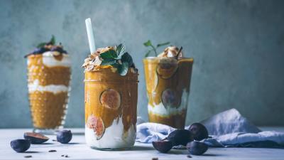 Dessert figs cream 4k wallpaper