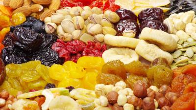Heap dried fruit candied fruit nuts 4k wallpaper