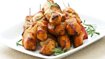 Kebabs plate green 4k wallpaper